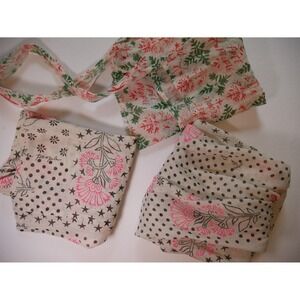 Free People Reusable Bags Set of 3 Floral Star Polka Dot Boho Shoppers